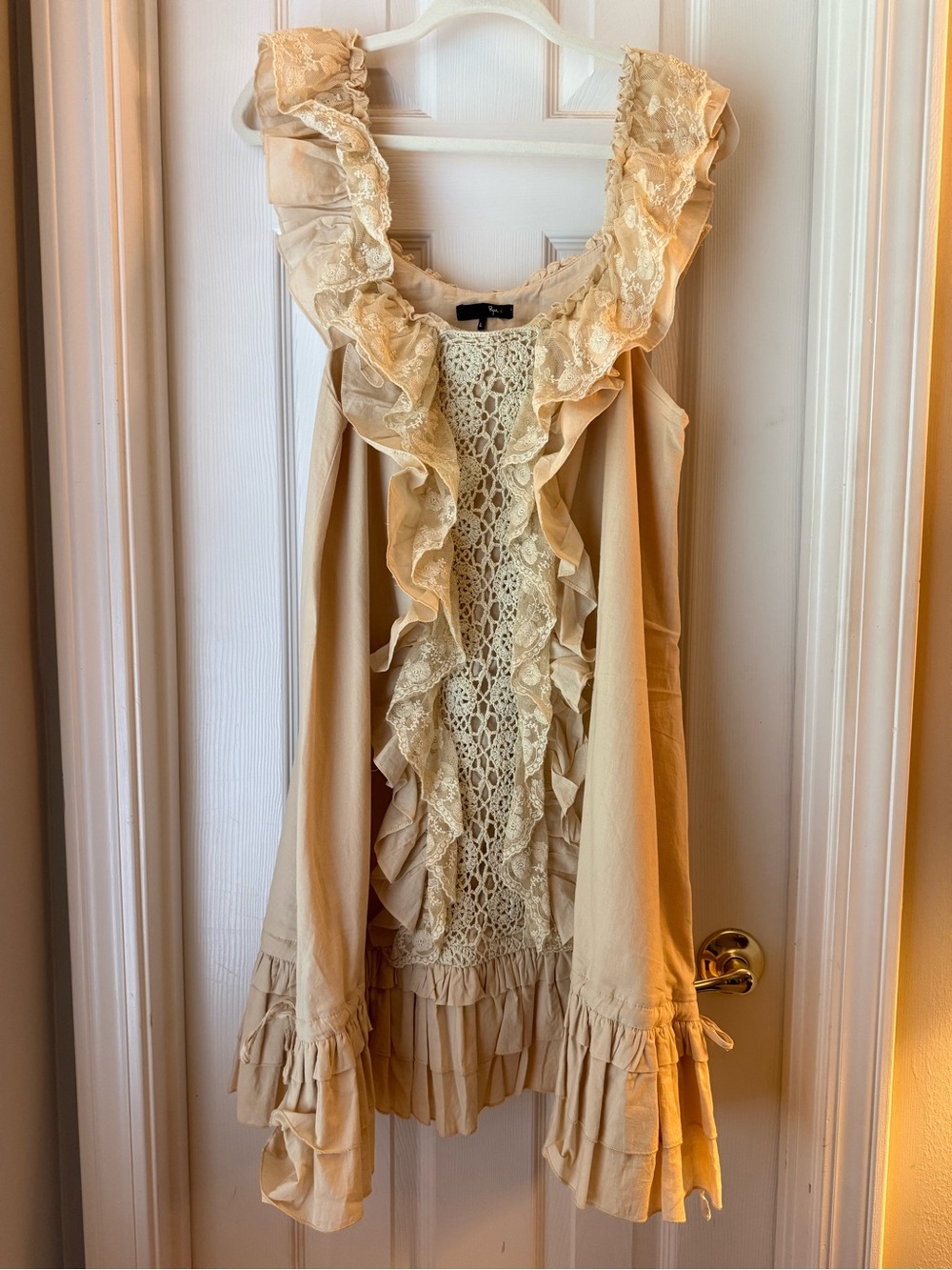 Ryu Cream Lace Ruffle Mini Dress